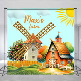 Aperturee - Aperturee Sunny Windmill Farm Fresh Custom Birthday Backdrop
